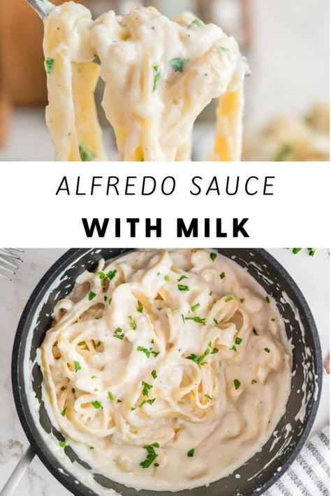 Alfredo Made With Milk, How To Make Alfredo Sauce With Milk, Alfredo Sauce Made With Milk, White Sauce With Milk, No Cream Alfredo Sauce, Alfredo Sauce Using Milk, Milk Based Pasta Sauce, White Alfredo Sauce, Alfredo Sauce For One