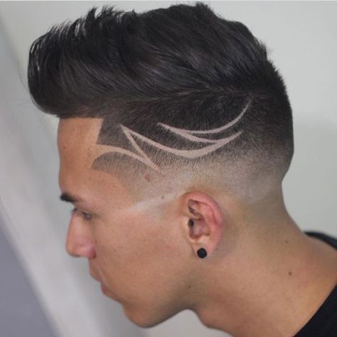 Shape Up - Quiff + Low Fade + Hair Designs Hair Tattoo Designs, Haircut Ideas Trendy, Undercut Hair Designs, Haircut Designs For Men, Quiff Haircut, Hair Myth, Fade Hair, Shaved Hair Designs, Shaved Undercut