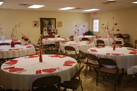 Church Centerpieces for Banquet | Shine Like Stars: Valentine's Banquets - For the Young and Old and In ... Valentine Decor For Church, Valentine Party Table Decorations, Valentines Day Banquet Church, Valentine Banquet Ideas, Valentine Centerpieces Elegant, Valentines Banquet Ideas Church, Valentine's Centerpieces, Church Valentines Party, February Decorations