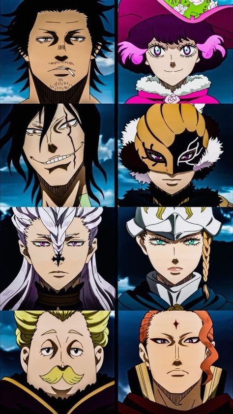 Black Clover Magic Knight Captains, Black Clover Captains, Black Clover Wallpaper, Knight Squad, Anime For Life, Black Clover Manga, Black Clover Anime, Dr Stone, Black Bull