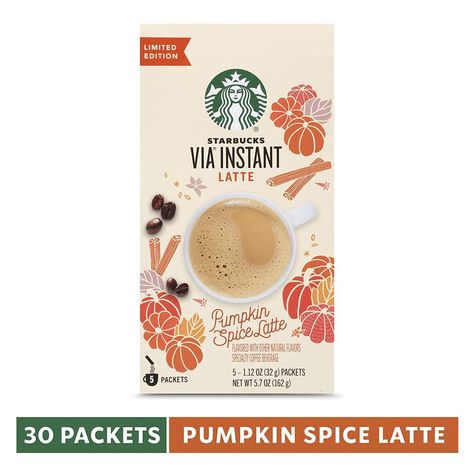 An Instant PSL: Starbucks VIA Instant Pumpkin Spice Latte Pumpkin Spice Snack, Pumpkin Spice Pecans, Starbucks Flavors, Starbucks Latte, Starbucks Pumpkin Spice, Light Roast Coffee, Pumpkin Spice Muffins, Starbucks Pumpkin, Coffee Varieties