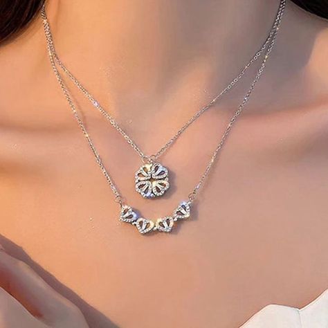 Chain With Pendant, Clover Design, Lucky Jewelry, Four Leaf Clover Necklace, Unique Jewelry Gifts, Gold Bride Jewelry, Jewellery Necklace, Heart Chain, Clover Necklace