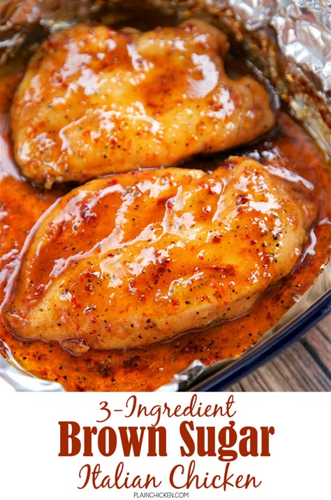 3-Ingredient Brown Sugar Italian Chicken | Plain Chicken® Brown Sugar Italian Chicken, Chicken Recipes Easy Quick, Brown Sugar Chicken, Italian Chicken Recipes, Italian Dressing Mix, Chicken Dishes Easy, Crock Pot Recipes, Crock Pot Chicken, Italian Chicken