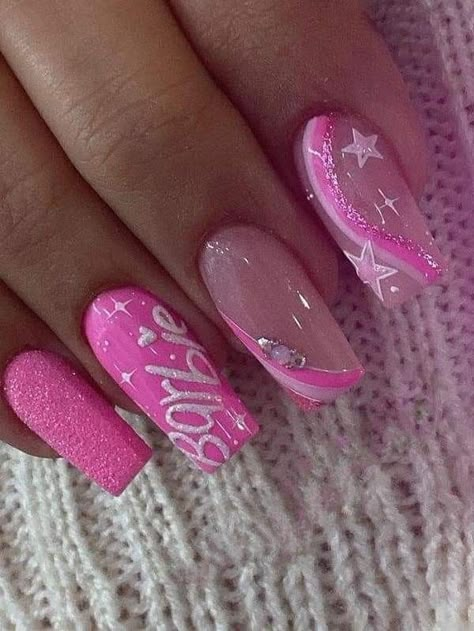 Orange Nail Art, Barbie Pink Nails, Birthday Nail Designs, Unghie Nail Art, Nail Art For Beginners, Glamorous Nails, Crazy Nails, Nails For Kids, Pink Nail Designs