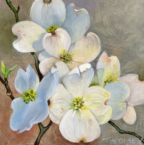 Flower To Paint, Art To Recreate, Dogwood Blooms, Dogwood Branches, School Art Activities, Still Life With Flowers, Inspirational Paintings, Pink Dogwood, Original Paintings For Sale