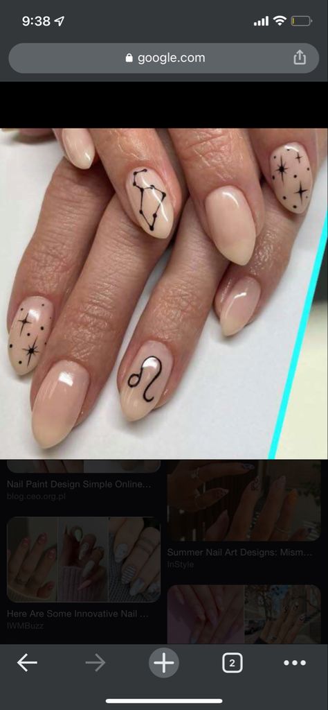 Short Capricorn Nails, Leo Constellation Nails, Cancerian Nail Art, Sagittarius Inspired Nails, Lion Nails Designs, Saggitarius Nail Designs, Leo Nails Designs, Leo Acrylic Nails, Leo Zodiac Nail Designs