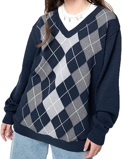 Preppy Mode, Pullover Mode, Plaid Sweater, Estilo Preppy, Comfortable Sweater, England Fashion, Argyle Sweater, Winter Tops, Belleza Natural