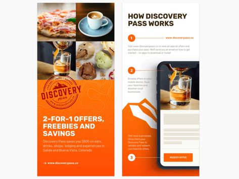 Discovery Pass Rack Card by Nik Rowell on Dribbble Rate Card Design Template, Rack Card Design Inspiration, Rack Card Design, Rack Cards Design, Rate Card, Rack Card, Card Inspo, Cards Design, Project Inspiration