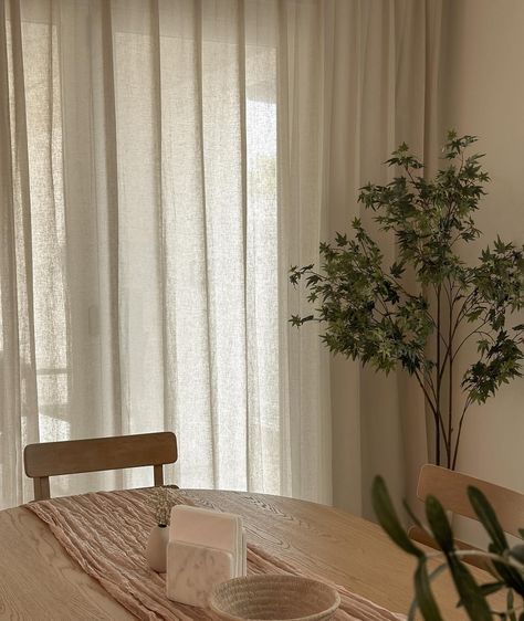 dreamiest light-filtering curtains in our dining room space brought to you by @homerilla_official!!! i can’t say enough great things about homerilla and their custom curtains. they are soft, lightweight, and keep their shape. these are the cloud linen sheer curtains, drape pleated in the shade “warm white” ☁️🤍 my exact ones are linked in my bio — use code “AURH12” for 12% off ✨ #sponsored #gifted #sheercurtains #linencurtains #livingroom #diningroom #neutralhome #cottagehome #neutraldecor ... Sheers Curtains Living Room, Linen Sheer Curtains, Sheer Linen Curtains, Dining Room Spaces, Curtains Living, Types Of Rooms, Pleated Curtains, Linen Curtains, Modern Country