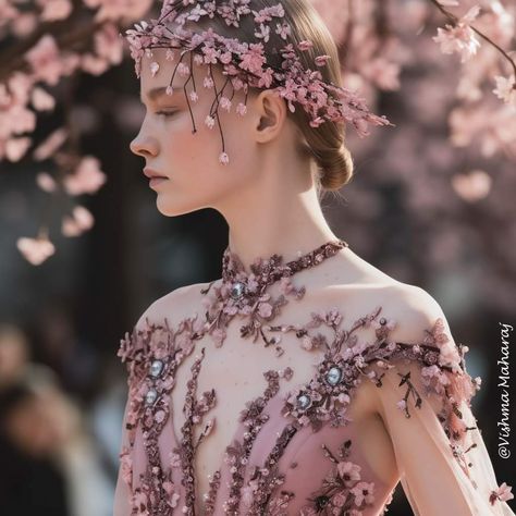 Cherry Blossom Costume, Cherry Blossom Outfit, Sakura Dress, Nature Outfits, Cherry Blossom Dress, Magical Dress, Dress Illustration, Fantasy Princess, Cherry Dress