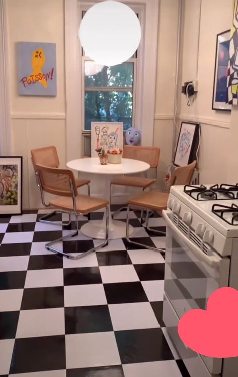 Checkered Floors Bedroom, New Home Manifestation, Checkered Floor Kitchen, Dream Home Aesthetic, Home Manifestation, Checkered Floor, Apartment Dining Room, Home Together, House Details