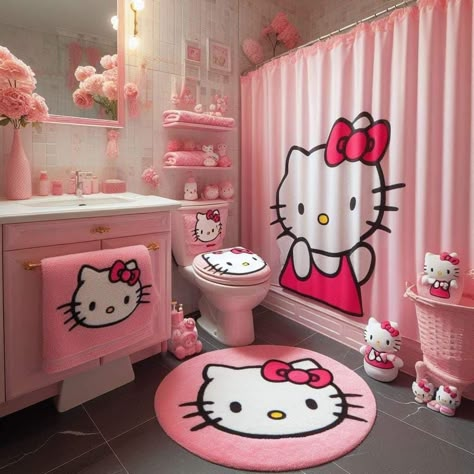 Hello Kitty And Cinnamoroll, Bathroom Ideas For Kids, Hello Kitty Flowers, Hello Kitty Furniture, Bouquet Cute, Hello Kitty Bathroom, Hello Kitty Room Decor, Hello Kitty Bedroom, Girl Apartment Decor