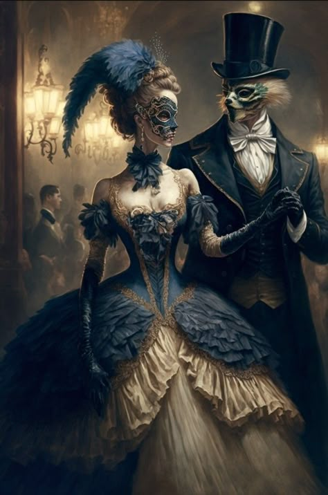 1800 Masquerade Ball, Masquerade Mask Fantasy Art, Goth Masquerade Ball, Victorian Masked Ball, Masquerade Outfits For Women, Fae Masquerade, Dark Fairytale Art, Goth Masquerade, Dark Masquerade