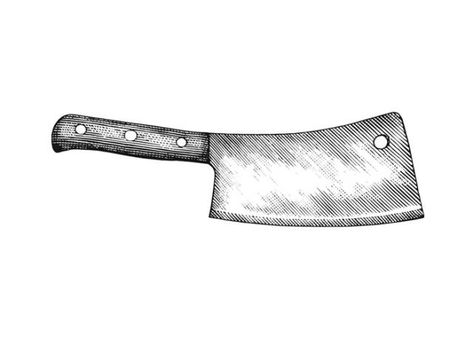 Steven Noble Illustrations: Cleaver Meat Cleaver Drawing, Cleaver Knife Tattoos, Butcher Knife Drawing, Meat Cleaver Tattoo, Kitchen Tattoo Ideas, Cleaver Tattoo, Butcher Knife Tattoo, Butcher Tattoo, Knife Logo