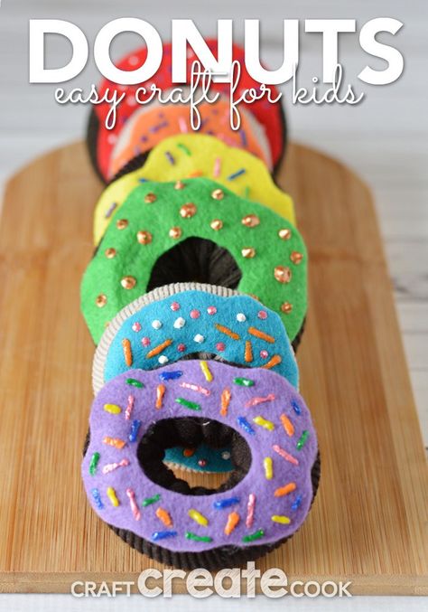 Our Donut crafts for kids are easy and look real! Donut Crafts For Kids, Donut Crafts, Donut Craft, Easy Donuts, Arts And Crafts For Teens, Crafts For Teens To Make, Easy Arts And Crafts, Art And Craft Videos, Felt Projects