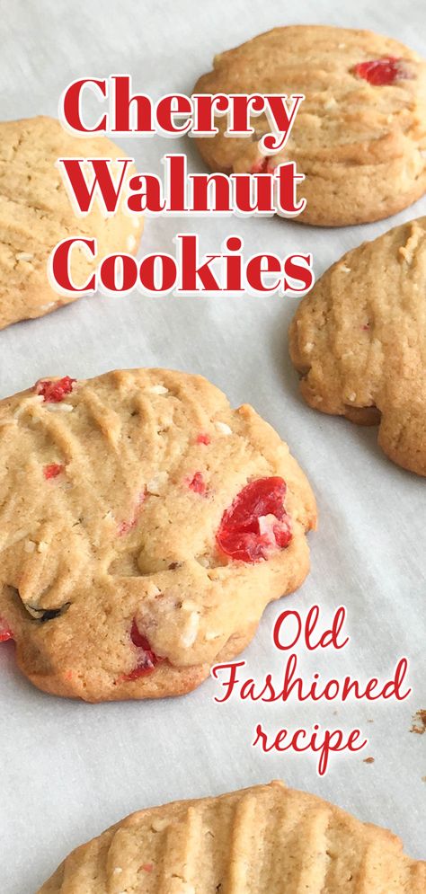 Maraschino Cherries Recipes, Cherry Coconut, Maraschino Cherries, Cherry Cookies, Favorite Cookie Recipe, Walnut Cookies, Cherry Recipes, Coconut Cookies, Best Cookie Recipes