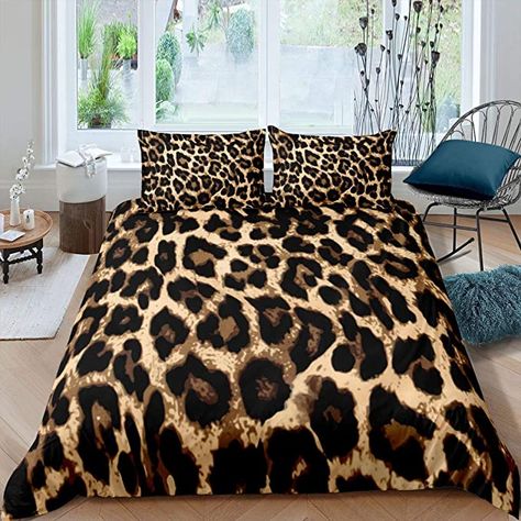 Leopard Bedroom Decor, Leopard Bedroom, Leopard Print Bedding, Bedroom Decor For Women, Quilt Duvet Cover, Quilt Duvet, Girls Bedding Sets, Full Bedding Sets, Bed Quilt