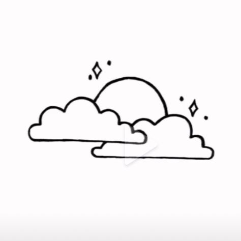 Easy Clouds To Draw, Drawing Ideas Easy Simple Aesthetic, Sun And Clouds Drawing Simple, Cloud And Sun Drawing, Astetic Drawings Simple, Cloud Simple Drawing, Cloud Doodles Simple, Moon Simple Drawing, Moon And Clouds Drawing