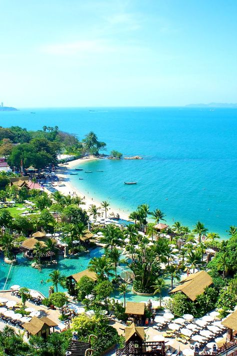 A view from beach resort, Pattaya, Thailand - Enjoy the blue ocean view Sanctuary Of Truth, Thailand Nightlife, Bangkok Guide, Tree Town, Pattaya City, City By The Sea, Pattaya Thailand, Thailand Beaches, Walking Street