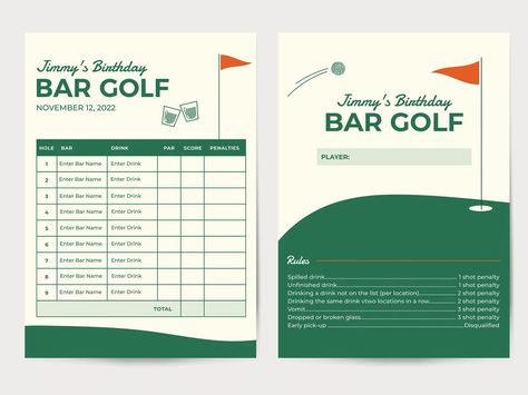 Golf Bar Crawl Score Card, Pub Golf Template, Adult Editable Birthday Golf Game, Golf Birthday Digital File, Birthday Bar Crawl, Golf Score - Etsy Golf Bar Crawl, Pub Golf Scorecard, Golf Score Card, Bar Golf, Last Swing Before The Ring, Pub Golf, Golf Bar, Golf Scorecard, Golf Invitation