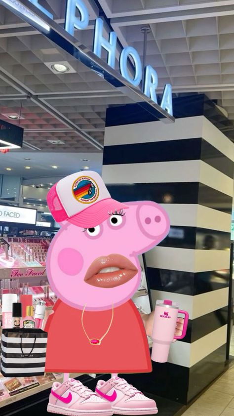 Quick lil Sephora run for Peppa #preppy #peppa #peppapig Preppy Peppa Pig Photos, Preppy Lorax Picture, Random Funny Pictures Peppa, Peppa Pig Preppy, Peppa Pig Baddie, Slay Peppa, Peppa Pig Aesthetic, Baddie Peppa, Preppy Characters