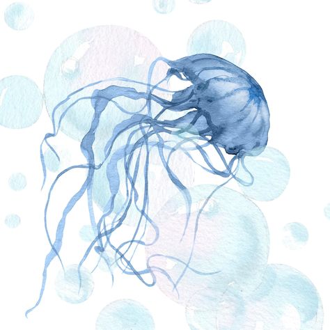 Welcome to our Etsy shop! Dive into a world of whimsy with our enchanting watercolor painting of jellyfish, gracefully drifting through a dreamy bubble background. Each piece is lovingly handcrafted, capturing the delicate, translucent beauty of these mesmerizing sea creatures. Perfect for adding a touch of magic to any room, this artwork brings a serene and playful atmosphere to your space. Ideal for ocean enthusiasts and art lovers alike, it makes a charming gift or a delightful addition to your own collection. Explore our shop and let this jellyfish painting transform your decor with its vibrant colors and ethereal charm. Watercolor Paintings Sea Animals, Sea Creatures Artwork, Jellyfish Pretty, Jellyfish Blue, Bubbles Watercolor, Blue Jellyfish Aesthetic, Watercolor Sea Creatures, Jellyfish Aesthetic, Watercolor Jellyfish