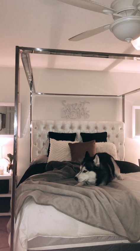 Led Sign In Bedroom, Grey Mirror Bed, Grey Mirror Bed Frame, Silver Mirror Bed Frame, Diamond Queen Bed Frame, Mirror Bed, Cute Bedroom Decor, Diy Mirror, Luxury Homes Dream Houses