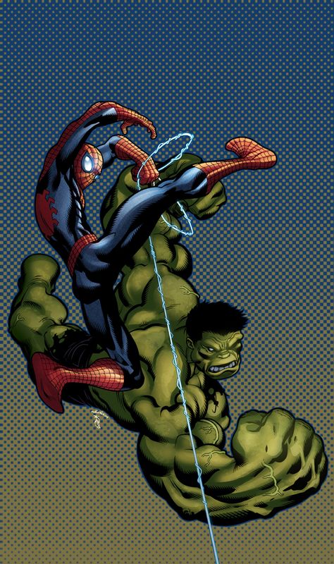 #Hulk #Fan #Art. (Edex Spiderman and the Hulk) By: Robtlsnyder. ÅWESOMENESS!!!™ Hulk Pictures, Spiderman And Hulk, Spiderman Vs Hulk, Ed Mcguinness, Marvel Comic Book Characters, Lego Spiderman, Hulk Spiderman, Hulk Art, Marvel Knights