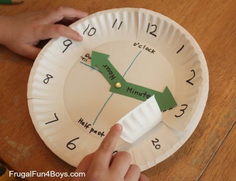 I like the hidden minutes, perfect for consolidating the dual aspect of the clock. Paper Plate Clock Activity for Learning to Tell Time Paper Plate Clock, Learn To Tell Time, Teaching Time, Primary Maths, Math Time, Second Grade Math, Homeschool Math, First Grade Math, 1st Grade Math