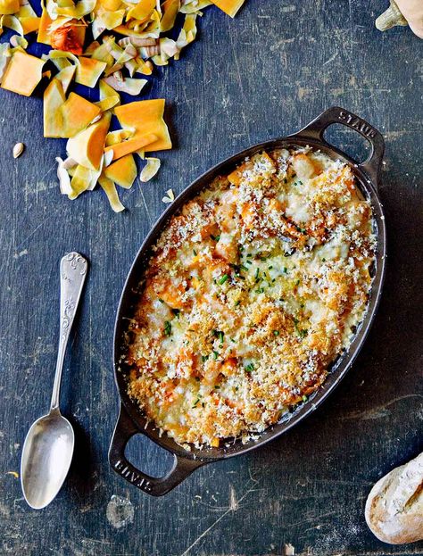 Cheesy Butternut Squash Gratin Squash Gratin, Butternut Squash Gratin, Casserole Side Dishes, Autumn Side Dishes, Winter Dishes, Thanksgiving Side Dishes, Veggie Sides, Veggie Dishes, Food 52