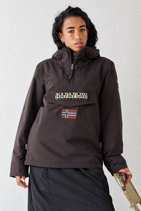 Brown Casual Winter Windbreaker, Casual Brown Winter Windbreaker, Napapijri Outfit, Wool Anorak, Napapijri Jacket, Anorak Jacket, Winter Fashion Outfits, Adidas Jacket, Pullover Styling