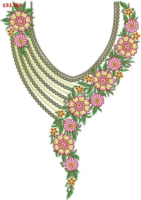 Machine Embroidery Neck Designs, Embroidery Designs Neck, Fancy Embroidery Design, Neck Embroidery Designs, Churidar Neck Designs, Flower Machine Embroidery Designs, Emb Designs, Hand Beaded Embroidery, Simple Embroidery Designs