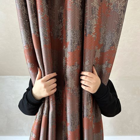 Orange Bedroom Curtains, Orange And Grey Curtains, Orange Curtains Bedroom, Rust Curtains, Bedroom Blackout Curtains, Curtains Luxury, Custom Living Room, Orange Curtains, Blackout Curtains Bedroom