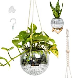 Planters For Patio, Disco Ball Planter, Desk Planter, Plant Accessories, Hanging Succulents, Funky Decor, Mirror Ball, Decorative Planters, Planter Pots Indoor