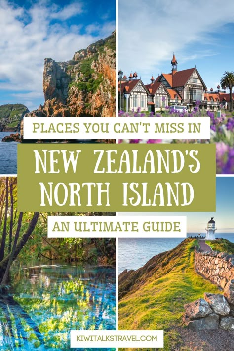 The North Island of New Zealand is often overshadowed by the South Island. However, New Zealand's North Island is full of beautiful sights. This post is the ultimate North Island itinerary that has every place you need to see while exploring the North Island. These are the 25 must-see places in New Zealand's North Island. #newzealand #newzealandtravel #northisland #newzealandmustsee Northern Island New Zealand, New Zealand Hikes North Island, Queensland New Zealand, Must See Places In New Zealand, New Zealand Must See, Places To Visit In New Zealand, Travelling New Zealand, North Island Nz, North Island New Zealand Itinerary