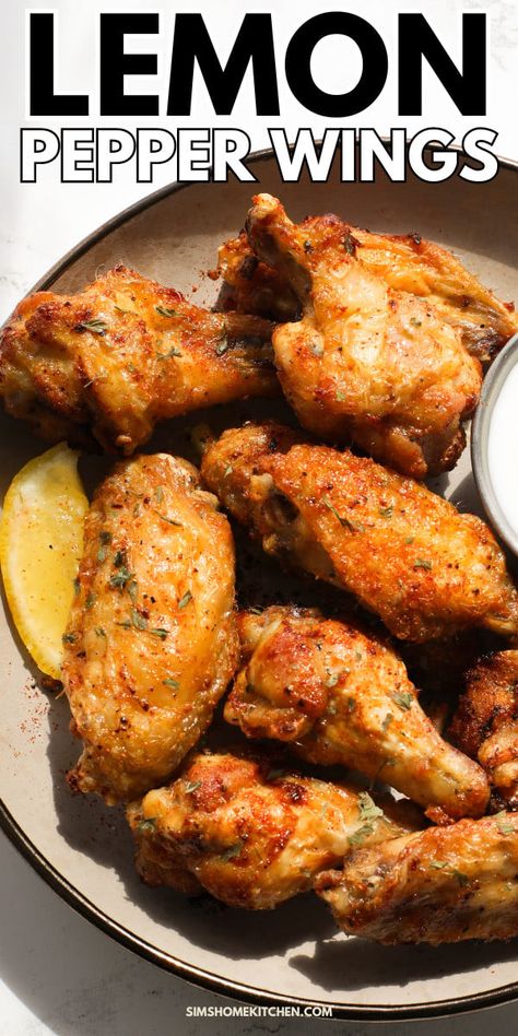 Easy Lemon Pepper Chicken Wings - Sims Home Kitchen Crispy Lemon Pepper Chicken, Easy Lemon Pepper Chicken, Lemon Pepper Chicken Wings Recipe, Wing Stop, Dried Lemon Zest, Sims Home, Pepper Chicken Wings, Lemon Pepper Chicken Wings, Lemon Pepper Wings