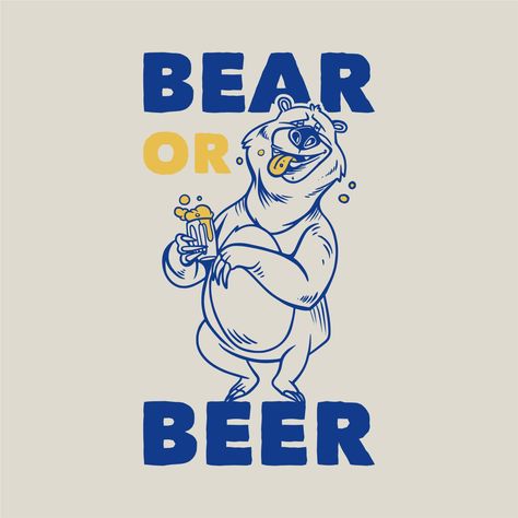 Poster Beer, Bear Drink, Beer Bear, Glass Of Beer, Water Illustration, Illustration Story, Beer Poster, Beer Logo, T Shirt Picture