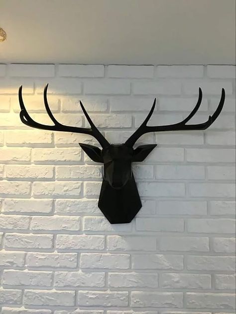 Amazon.com: Deer Head Wall Decor - Faux Taxidermy Animal Head Wall Art - Geometry Deer Head Home Decor,8 Point Buck Deer Head Bust Wall Hanging (White, 27.5''Wx20''H) : Home & Kitchen Faux Deer Head Decor, Cardboard Deer Heads, Animal Head Wall Art, Deer Head Decor, Faux Deer Head, Deer Head Wall Decor, Head Wall Decor, Animal Head Wall, Head Bust