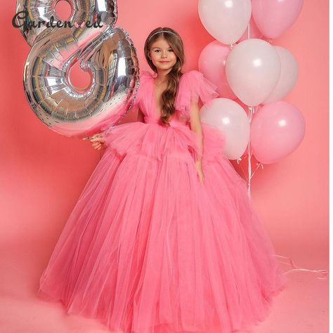 Kids Flower Girl Dresses, Glitter Wedding Dress, Dresses Tulle, First Communion Dresses, Dress Sleeve Styles, Flower Girl Dresses Tulle, Communion Dresses, Pink Tulle, Pink Kids