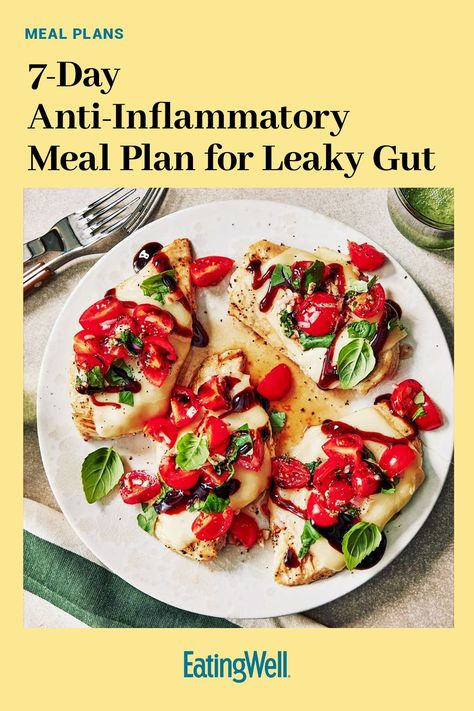 Whether you have a leaky gut or want to improve your gut health, this 7-day anti-inflammatory meal plan created by a dietitian can help with snacks, breakfasts, lunches, and dinners. Give it a try with this meal prep for the week . #healthymealplans #healthyrecipes #mealplan #mealplanideas #mealplanning #mealprep Gut Health Meal Prep, Gut Health Meals, Gut Healthy Meals, Leaky Gut Meal Plan, Inflammation Diet Recipes, Gut Recipes, Health Meal Prep, Improve Your Gut Health, Easy Breakfast Brunch