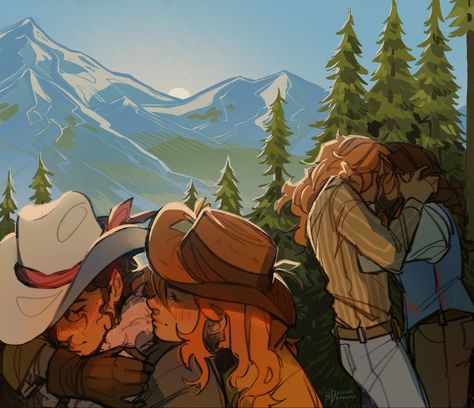 Lesbian Cowboy, Mountain Reference, Lesbian Cowgirl, Gay Cowboy, Brokeback Mountain, Cowboy Aesthetic, Cowgirl Art, Cowboy Art, Utila