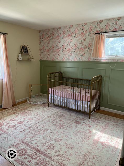 Baby Girl Pink/Sage Peony Floral Nursery Inspo! Follow my shop @boymom.bestbuys on the @shop.LTK app to shop this post and get my exclusive app-only content! #liketkit #LTKhome #LTKfamily #LTKbaby @shop.ltk https://liketk.it/49hod Green And Pink Nursery Girl, Pink And Green Nursery Girl, Sage And Pink Nursery, Green Nursery Girl, Pink And Green Nursery, Brown Crib, Girls Rugs, Nursery Girl, Green Nursery