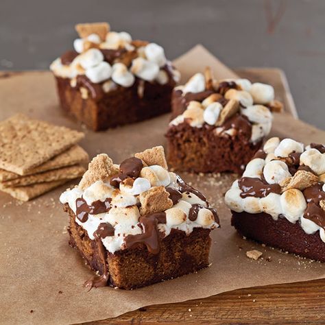 Smore Brownies, Smores Brownies Recipe, Decadent Brownies, Smores Brownies, Watermelon Salad Recipes, Paula Dean, Cookie Spread, Coconut Almond, Peanut Butter Bars