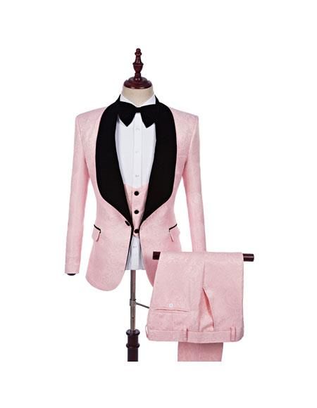 Groom Tuxedo Wedding, Tuxedo Wedding Suit, Pink Tuxedo, Men Suits Wedding, Prom Dinner, Tie Vest, Prom Suits For Men, Suits Wedding, Groom Tuxedo