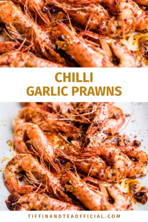 Chilli garlic prawns on platter Cooking Prawns, Prawn Starters, Prawns Recipes, Chilli Garlic Prawns, Goan Prawn Curry, How To Make Chilli, Eid Recipes, Prawn Masala, Prawns Recipe