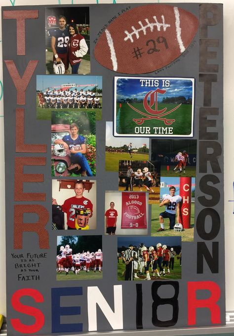 Senior night football poster Senior Football Posters High Schools, Senior Volleyball Banner, Senior Football Posters, Senior Tables, Soccer Senior Night Posters, Senior Year Football, Senior Boards, Senior Board Ideas, Basketball Promposal