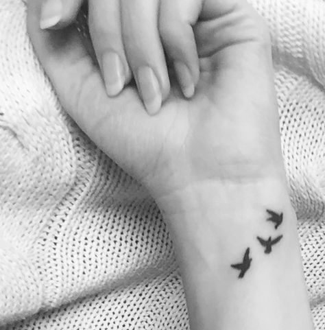 Lark Bird Tattoo, Mother Daughter Tattoos Birds, 3 Little Birds Tattoo Bob Marley, 3 Little Birds Tattoo, Bird Ankle Tattoo, Christian Wrist Tattoos, Three Little Birds Tattoo, Three Birds Tattoo, Little Bird Tattoos