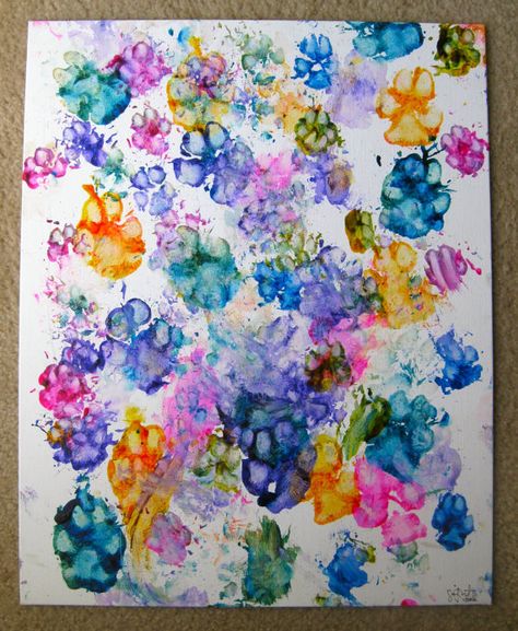 Dog Artwork Diy, Paw Print Painting Ideas, Dog Paw Painting, Dog Arts And Crafts, Painting With Dog, Dog Paw Art, Vets Office, Dog Paw Print Art, Paw Print Crafts