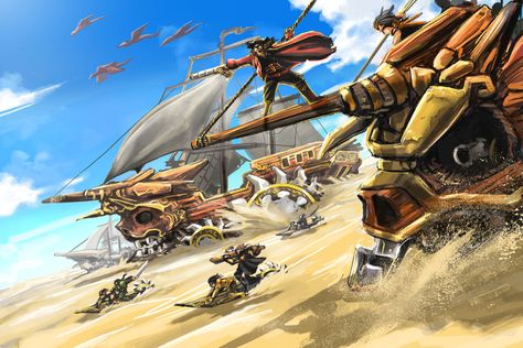 Desert Pirates Steampunk Desert City, Dnd World Map, Fantasy Role Playing, Free Photoshop Actions, Dnd Art, Modern Fantasy, Weird Creatures, Free Photoshop, High Fantasy