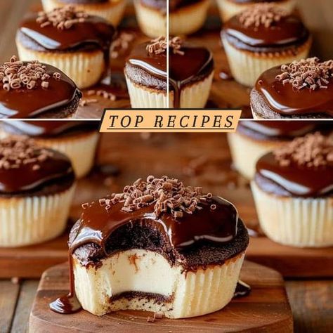 Yummy Stuff | Homemade Recipe Boston Cream Cupcakes 😍😍 | Facebook Boston Cream Puff Pastry, How To Make Boston Cream Filling, Boston Crème Cupcakes, Boston Cream Pie Minis, Boston Creme Cupcake, Boston Cream Cupcakes, Boston Cream Pie Cupcakes, Pastry Cream Filling, Boston Cream Pie